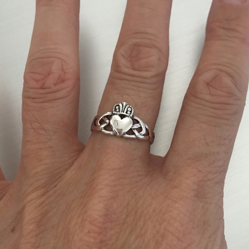 Sterling Silver Celtic Claddagh Ring, Silver Ring… - image 4